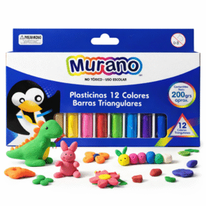 Plasticina Escolar 12 Colores Barras Triangulares Murano Colores Surtidos
