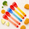 Cuchara Y Tenedor Bebé Set Cubiertos Suave Bpa Free + 6 Meses