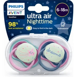 Chupetes Avent Ultra Air Nocturnos Pack 2 Unidades  Rosa 6-18 Meses