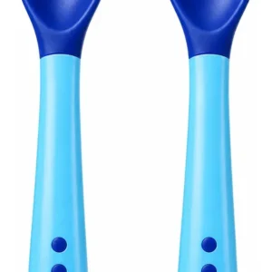 Cuchara Y Tenedor Bebé Set Cubiertos Suave Bpa Free + 6 Meses Azul