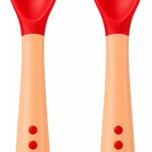 Cuchara y Tenedor Bebé Set Cubiertos Suave Bpa Free + 6 Meses Rojo