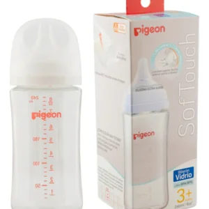 Mamadera De Vidrio Pigeon Boca Ancha 240ml Para Bebé